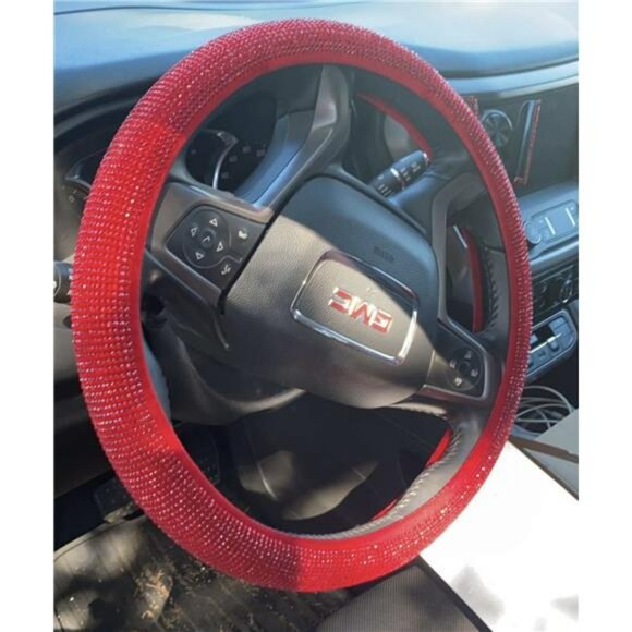 Red Rhinestone Crystal Steering Wheel Covers Diamond Bling Car Accessories Gift - Picture 6 of 6